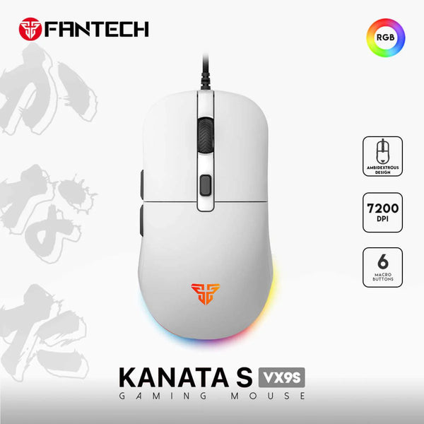 FANTECH KANATA S VX9S (White) RGB Optical Wired Gaming Mouse, 7200 DPI