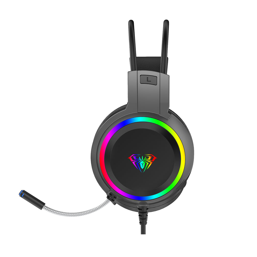 AULA S608 RGB Gaming Headset – Stereo Sound – Jack 2*3.5mm + USB | Black