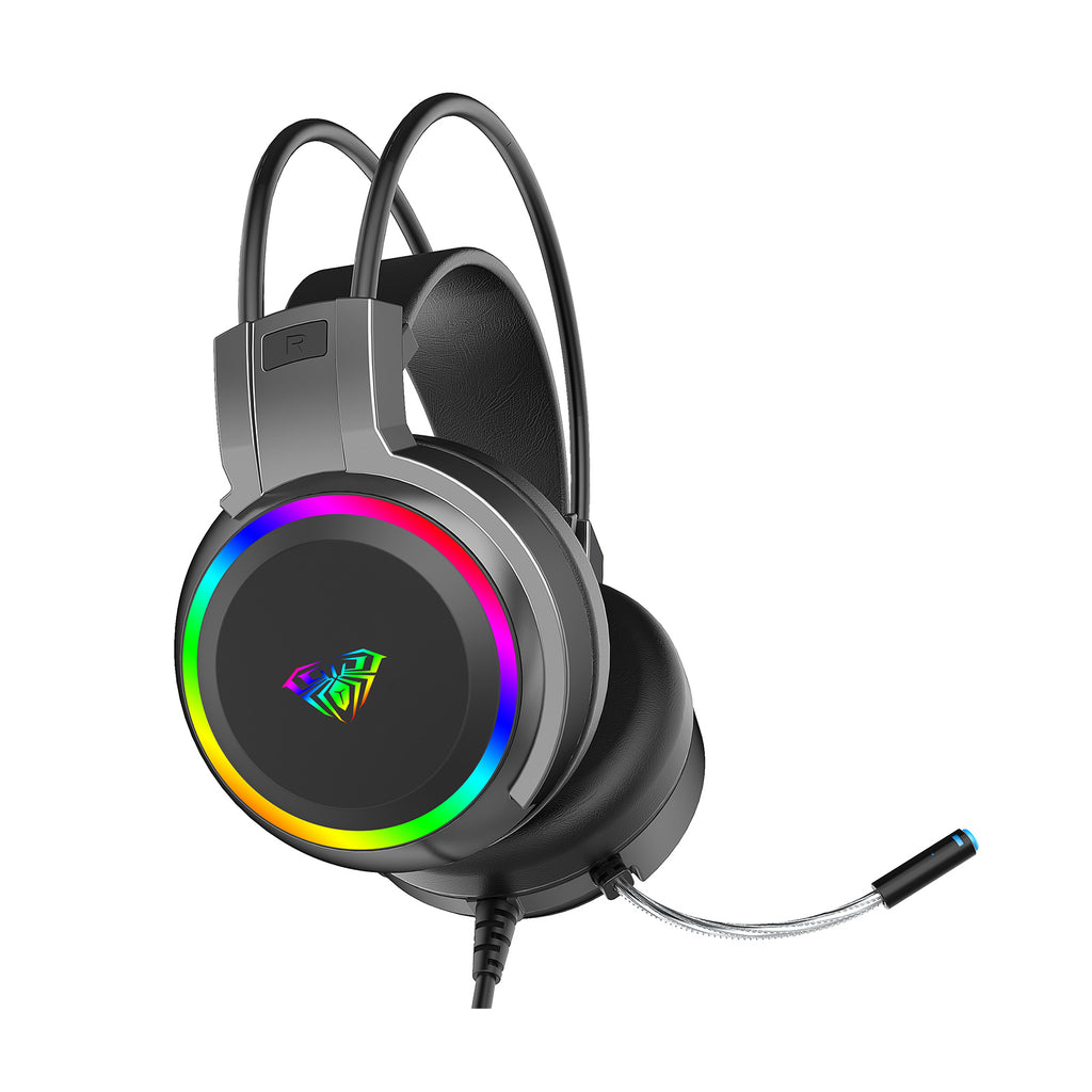AULA S608 RGB Gaming Headset – Stereo Sound – Jack 2*3.5mm + USB | Black