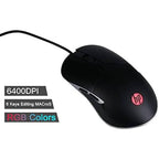 HP M280 USB Gaming Mouse 6 LED Ultra fast FPS 64000 DPI fremeRate 3000 For PC & Laptop Mac And Windows - Black
