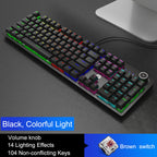 HP K10G Mechanical Keyboard Color Gaming Keyboard 104 Keys Full Size Backlit Mechanical Keyboard Custom Mmacro Function