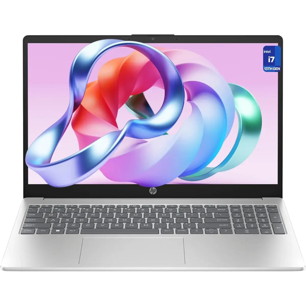 HP Laptop 15-fd0267ne Clamshell, Core i7-1355U, 8GB DDR4, 512GB SSD, Intel Iris Xe, 15.6" FHD, OS FreeDOS 3.0, Natural Silver with Iron Grey Backpack & Wireless Mouse