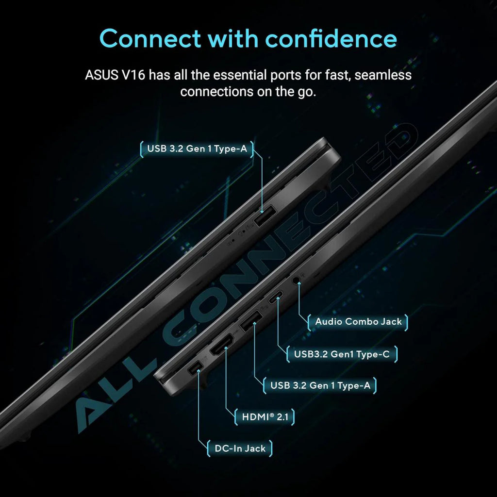 Gaming Laptop ASUS V16 (2025) Elevate Gaming & Creativity Intel® Core™ 7 Processor 240H Up to 5.2 GHz NVIDI GeForce RTX™ 5060 8GB GDDR7 16.0-inch FHD+ 144Hz - Matte Black