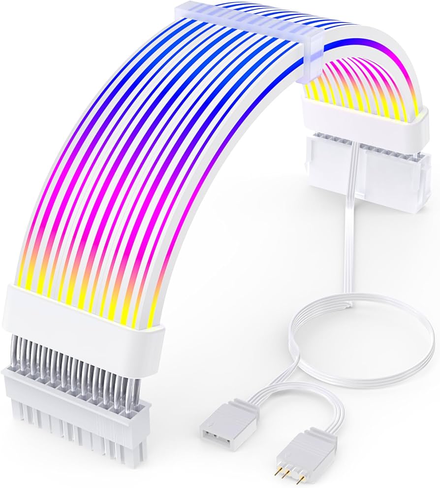 Sirlyr 24 Pin  PSU Cables,ARGB PC Cable for Motherboard Power Supply Extension - 5V 3Pin Addressable Four Sides Lighting Main image