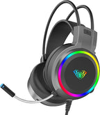AULA S608 RGB Gaming Headset – Stereo Sound – Jack 2*3.5mm + USB | Black