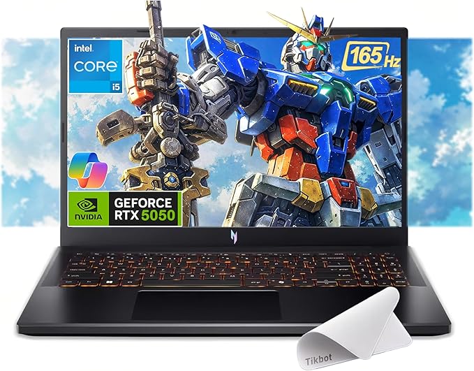 acer Nitro V 15.6” FHD IPS 165Hz Gaming Laptop, Intel Core i5-13420H, NVIDIA GeForce RTX 5050 with 8GB GDDR7 VRAM, Win11H, w/Mouse pad (16GB RAM, 512B PCIe SSD) Main image