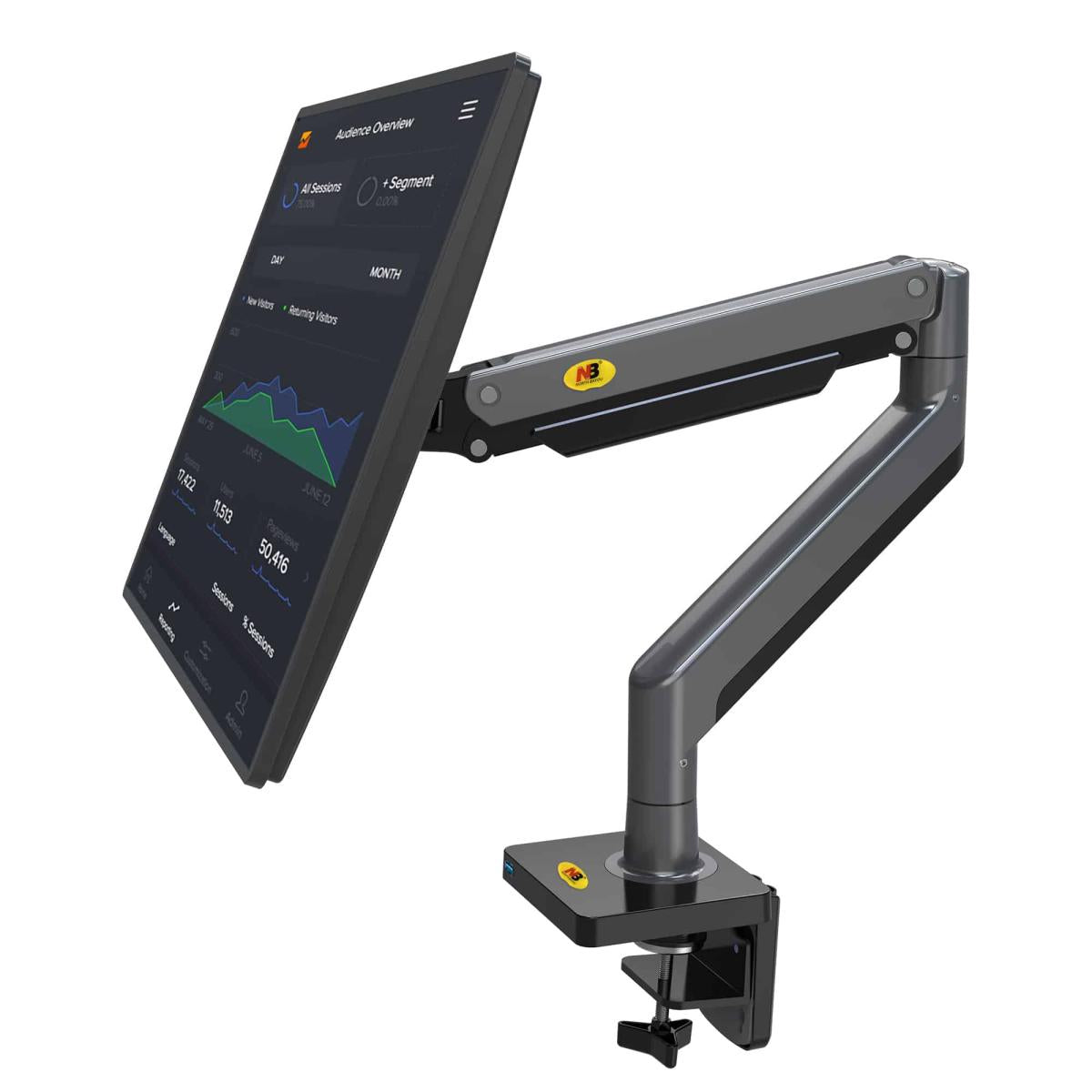North Bayou G45 Full Motion Swivel Monitor Mount with Gas Spring for 27”-40” Monitors- Black Main image