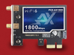 PCIe graphics card with a digital display showing '1800 MHz' on a black background