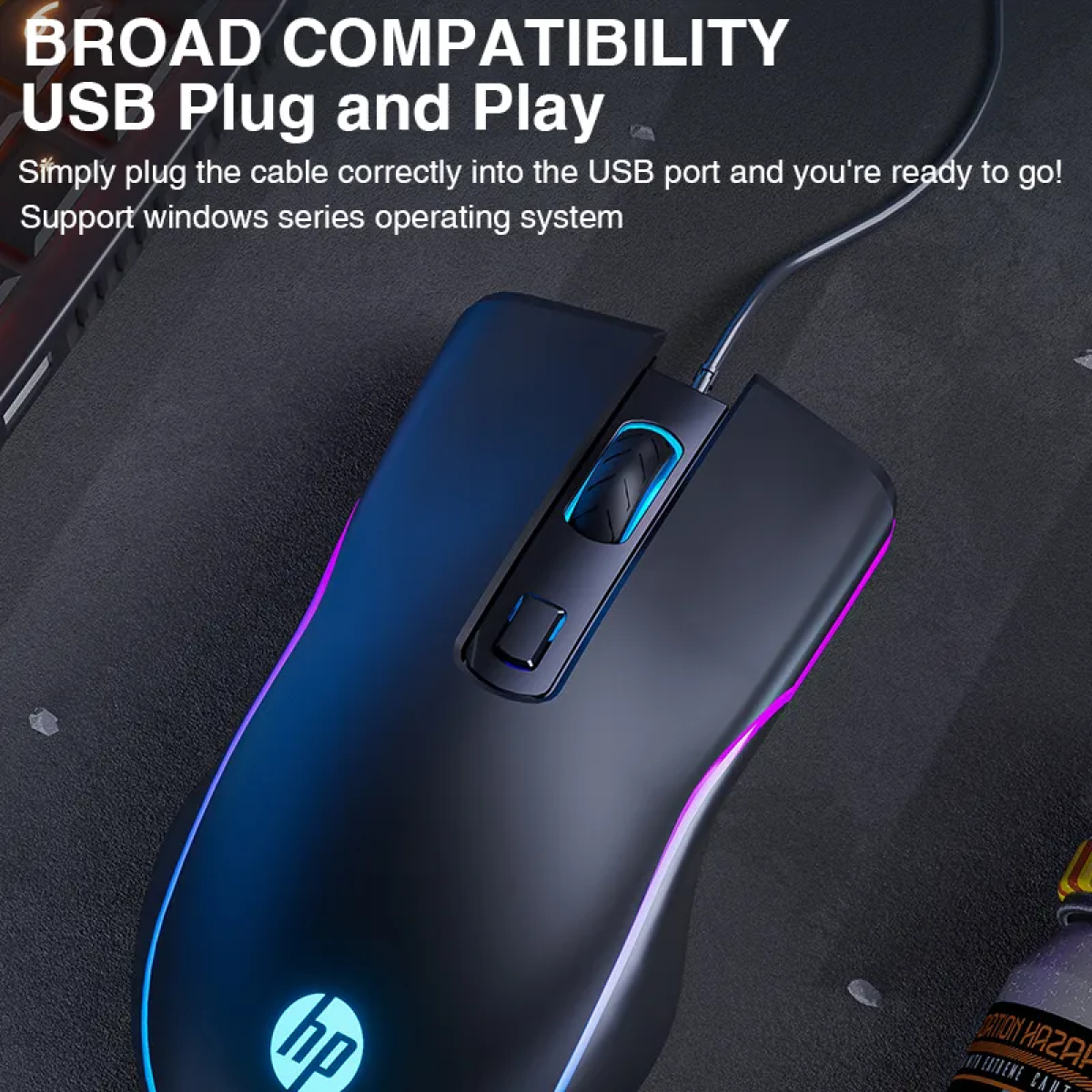 HP M200 Optimum Performance Optical Wired Gaming Mouse Adjustable 800,1200,1600