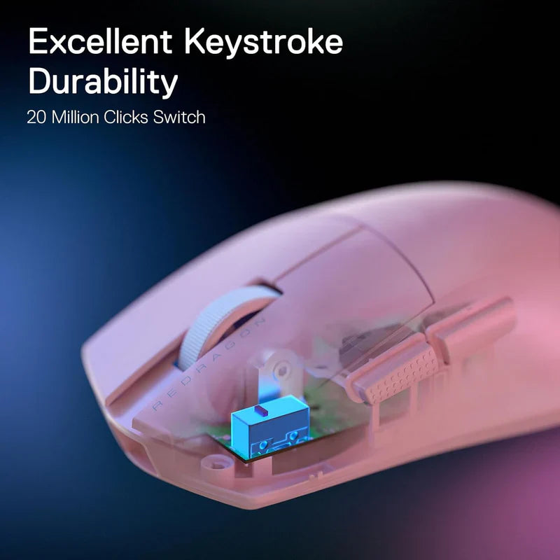 Redragon M724 Wired Gaming12,400 Max DPI Optical Gaming Mouse  Software Supports DIY Keybinds & DPI, Pink